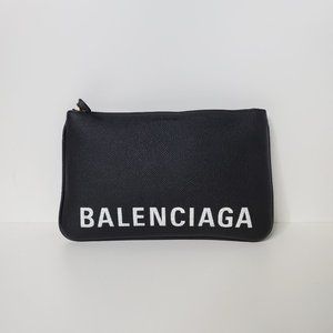 Balenciaga Black Clutch with White Logo